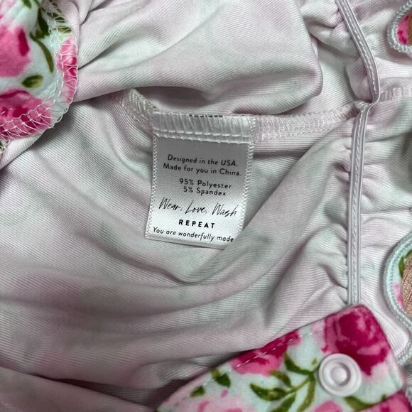Sweet Honey Girls Floral Rose Ruffle Crewneck One-Piece Romper Pink Size 2T - Picture 6 of 9